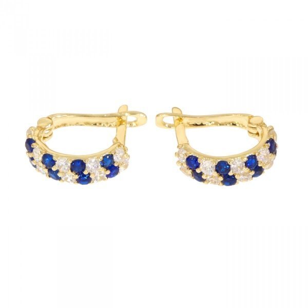 Złote kolczyki dziecięce z cyrkoniami na angielskim zapięciu KL.01194 pr.585