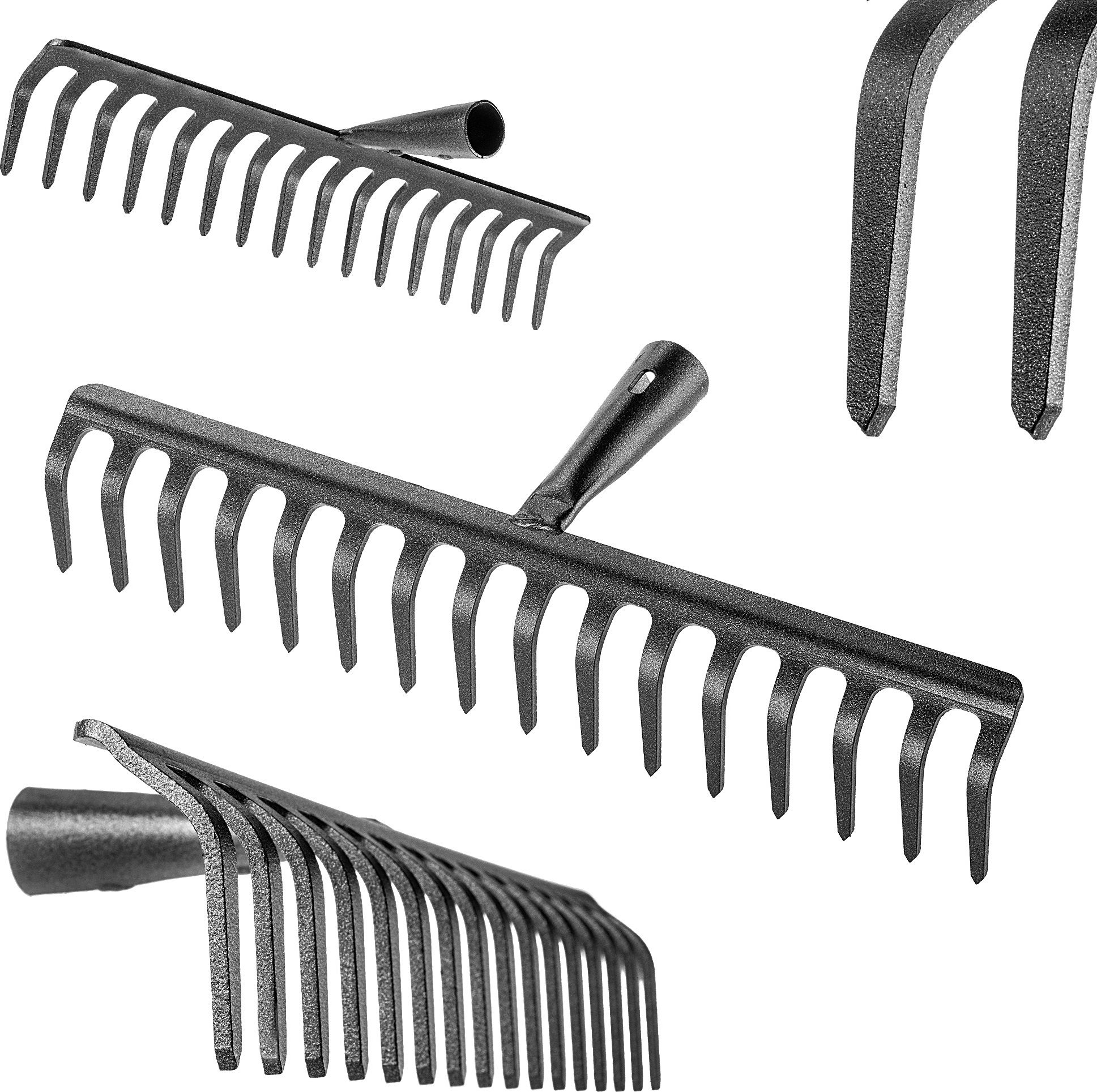 Kadax KADAX Grabie Do Liści Stalowe 16-Zębne Grabki Ogrodowe Gleby Trawy Bez Trzonka