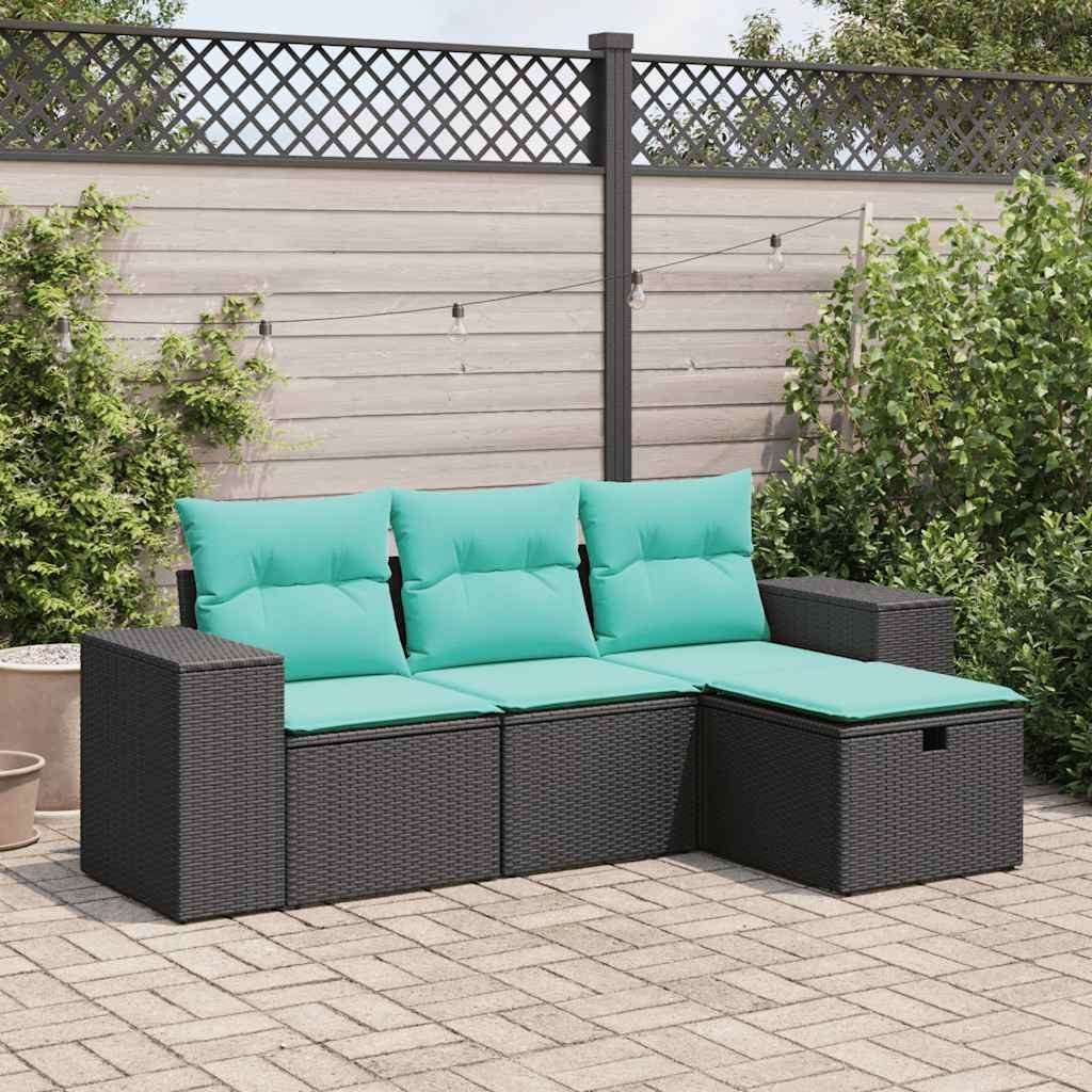 Garden Sofa Set Black and Blue