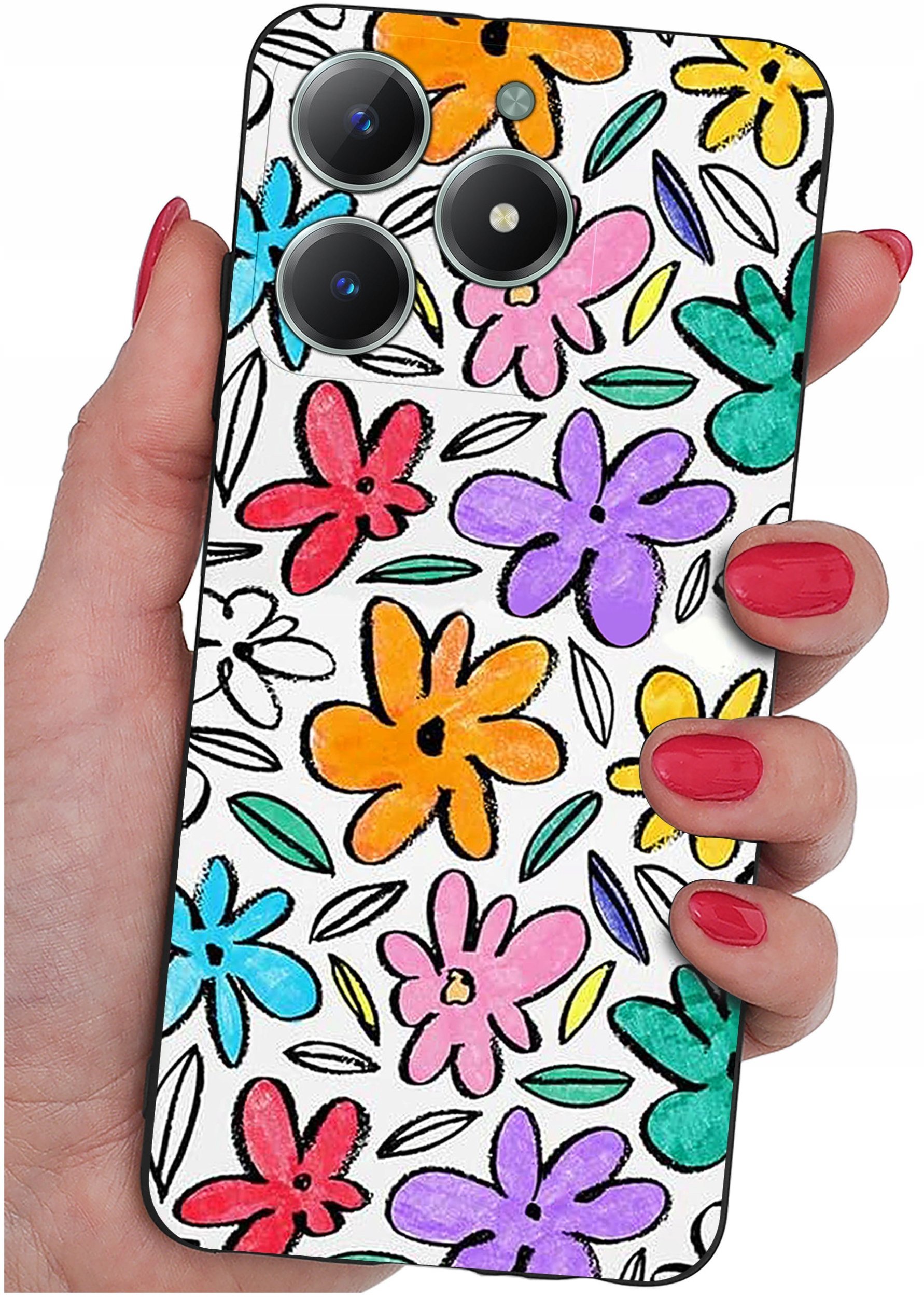 Etui do Realme C61 | C63 WZORY |SILIKONOWE MATT CASE + SZKŁO 9H