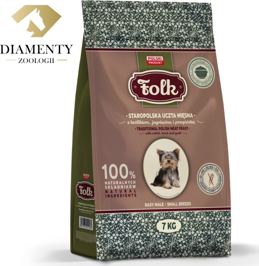 Folk Karma sucha dla psa FOLK MINI Staropolska uczta mięsna z królikiem, jagnięciną i przepiórką 7 kg
