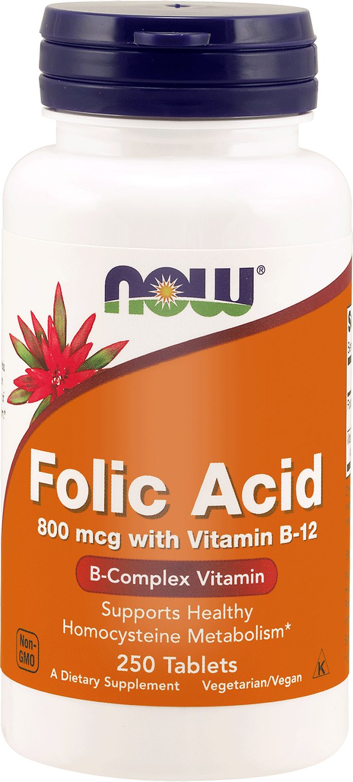 NOW Foods Folic Acid + Witamina B12 250 tabletek