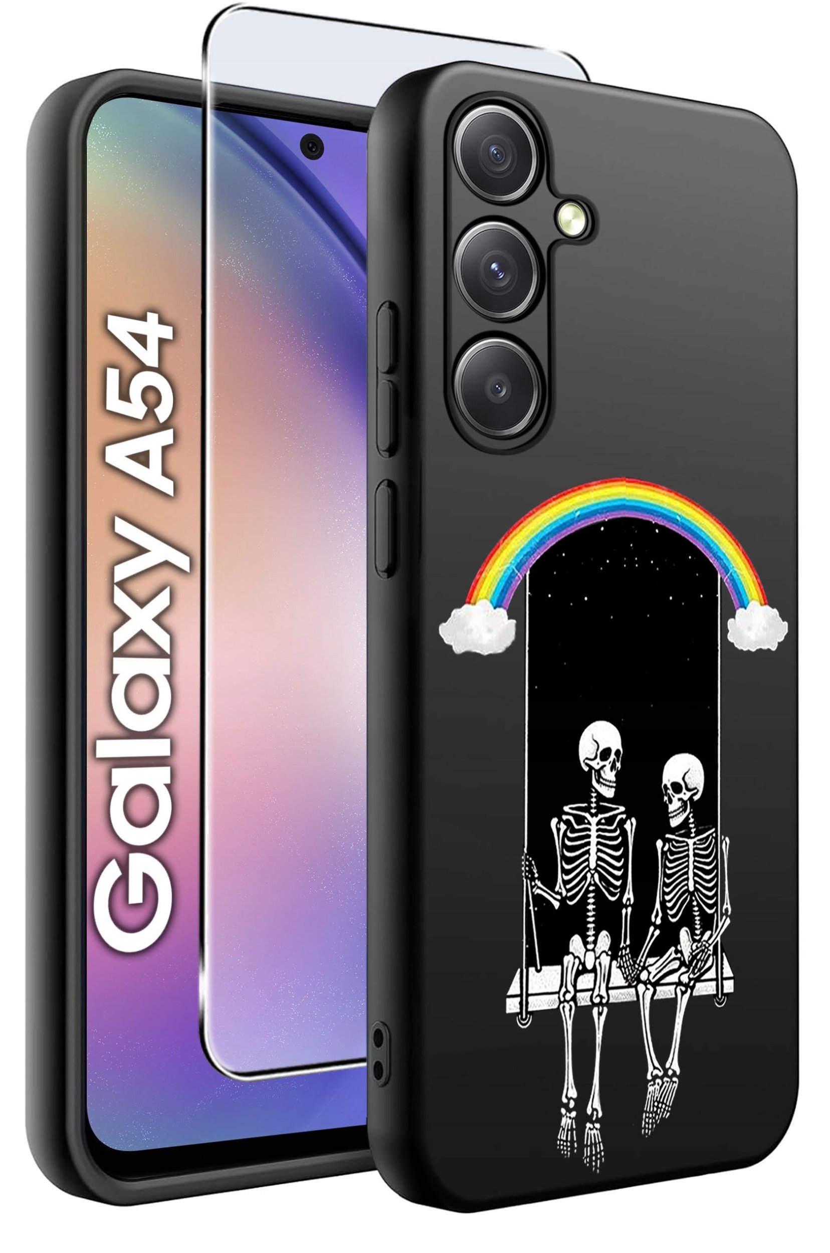 ETUI do Samsung A54 5G WZORY | SILIKONOWE MATT CASE + SZKŁO 9H