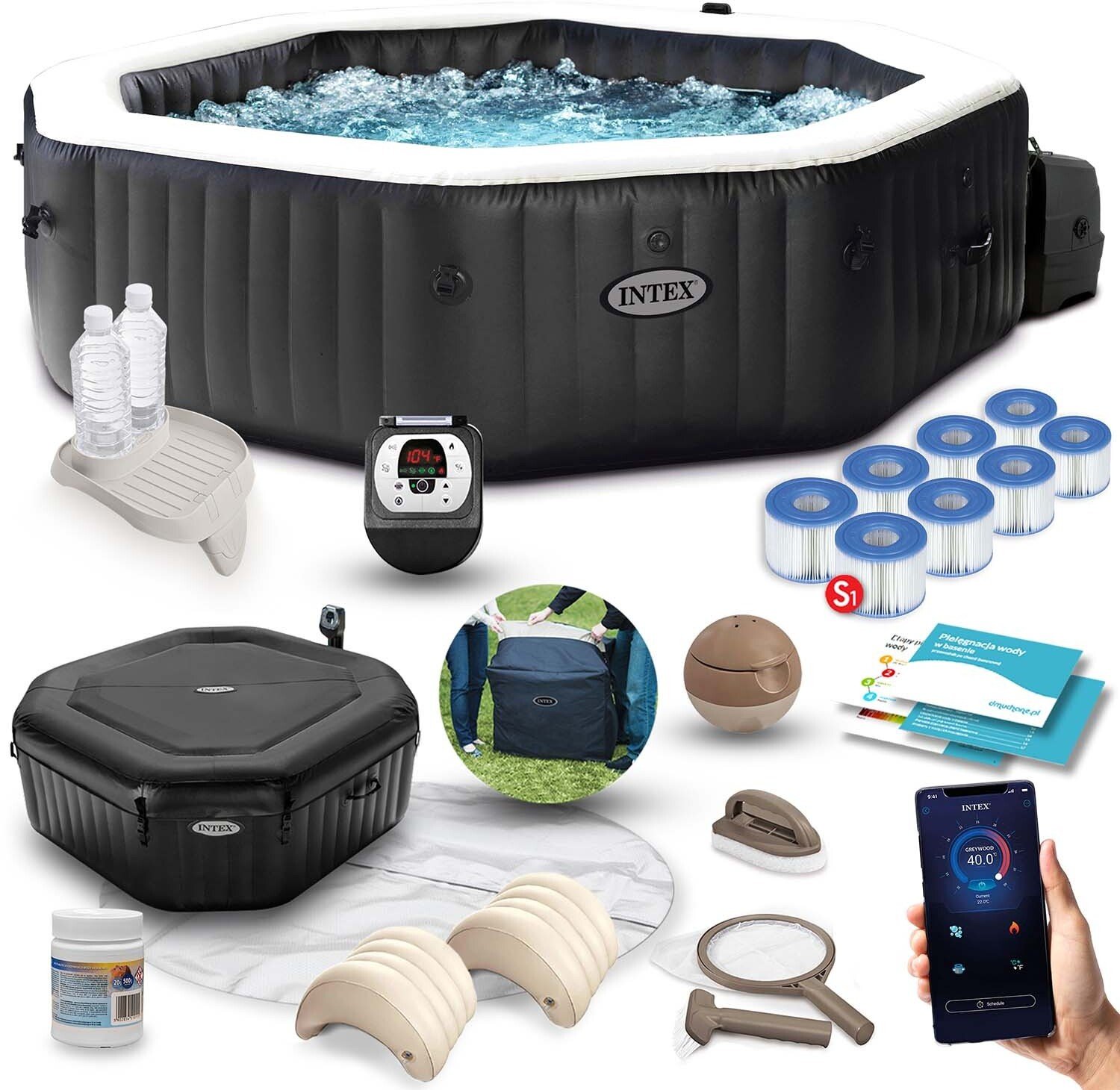 SPA ogrodowe Intex Dmuchane SPA z hydromasażem 4 osobowe zestaw 28458