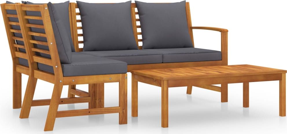 vidaXL 4-cz. zestaw wypoczynkowy do ogrodu poduszki drewno akacjowe