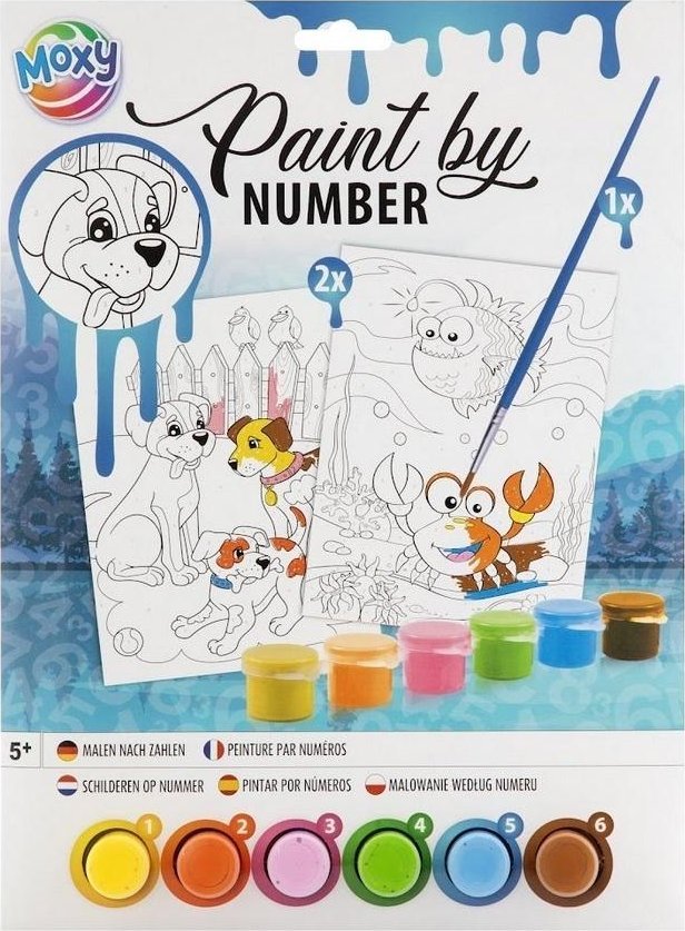 Malowanie po numerach A4 + farbki niebieski