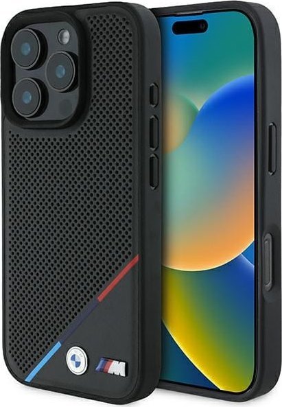BMW BMHMP16L23PUPDK iPhone 16 Pro 6.3" czarny/black hardcase M Perforated Tricolor Line MagSafe