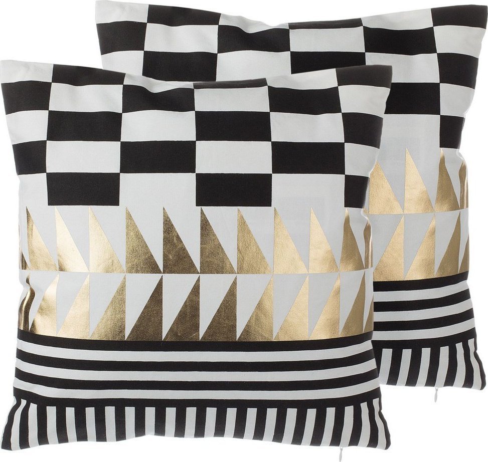 Beliani 2 poduszki dekoracyjne w geometryczny wzór 45 x 45 cm czarno-białe DALIA