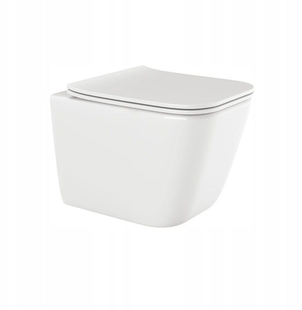 Invena miska WC bezkołnierzowa PAROS z deską wolnoopadającą CE-90-001-W