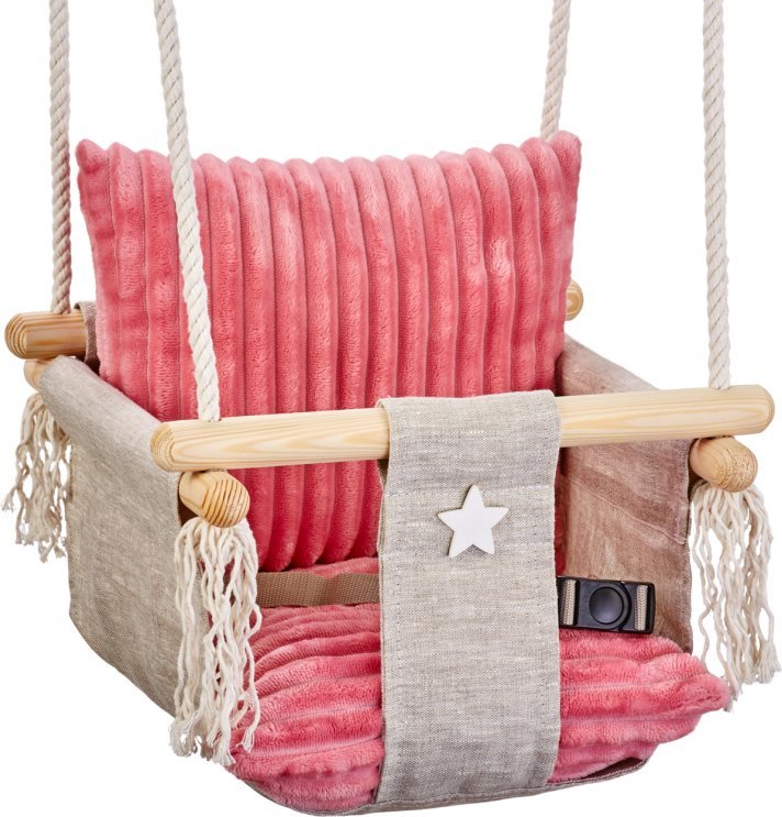 Huśtawka Love Gifts Huśtawka dla dzieci Róż Minky +pas bezp.