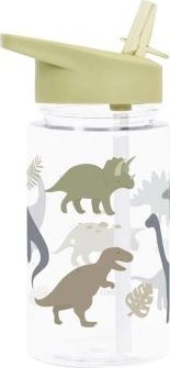 A Little Lovely Company A Little Lovely Company - Bidon transparentny ze składanym ustnikiem Dinozaury z naklejkami