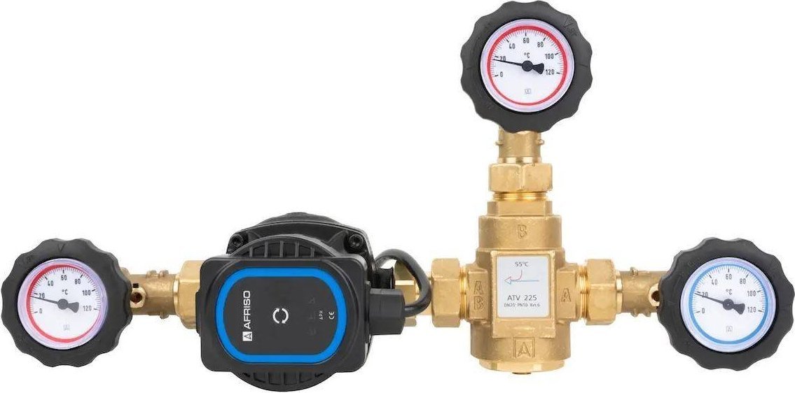 Afriso Grupa ochrony powrotu kotła Afriso 90 110 20 BTA 110 AP z zaworem temperaturowym ATV 55C, pompa AFRISO APH 160