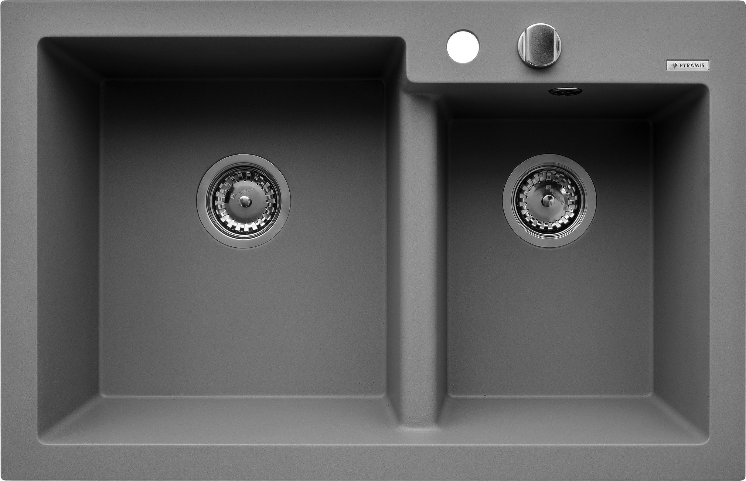 Zlewozmywak Pyramis granitowy Pyramis Diplos 79x51 13/4B Szary beton