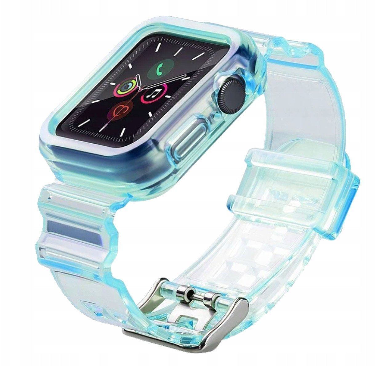 Silikonowa opaska pasek bransoleta bransoletka etui Strap Light Set do zegarka Apple Watch 38 mm - niebieska