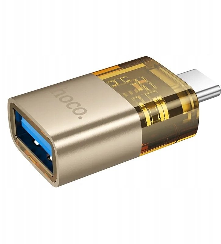Adapter USB Hoco Adapter OTG USB C do USB A UA36B złoty