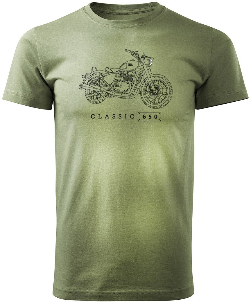 Koszulka motocyklowa z motocyklem na motor Royal Enfield Classic 650 Legend męska khaki M