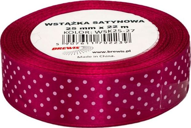 BREWIS Wstążka satynowa BREWIS kropki 25mm WSK25-27 Brewis
