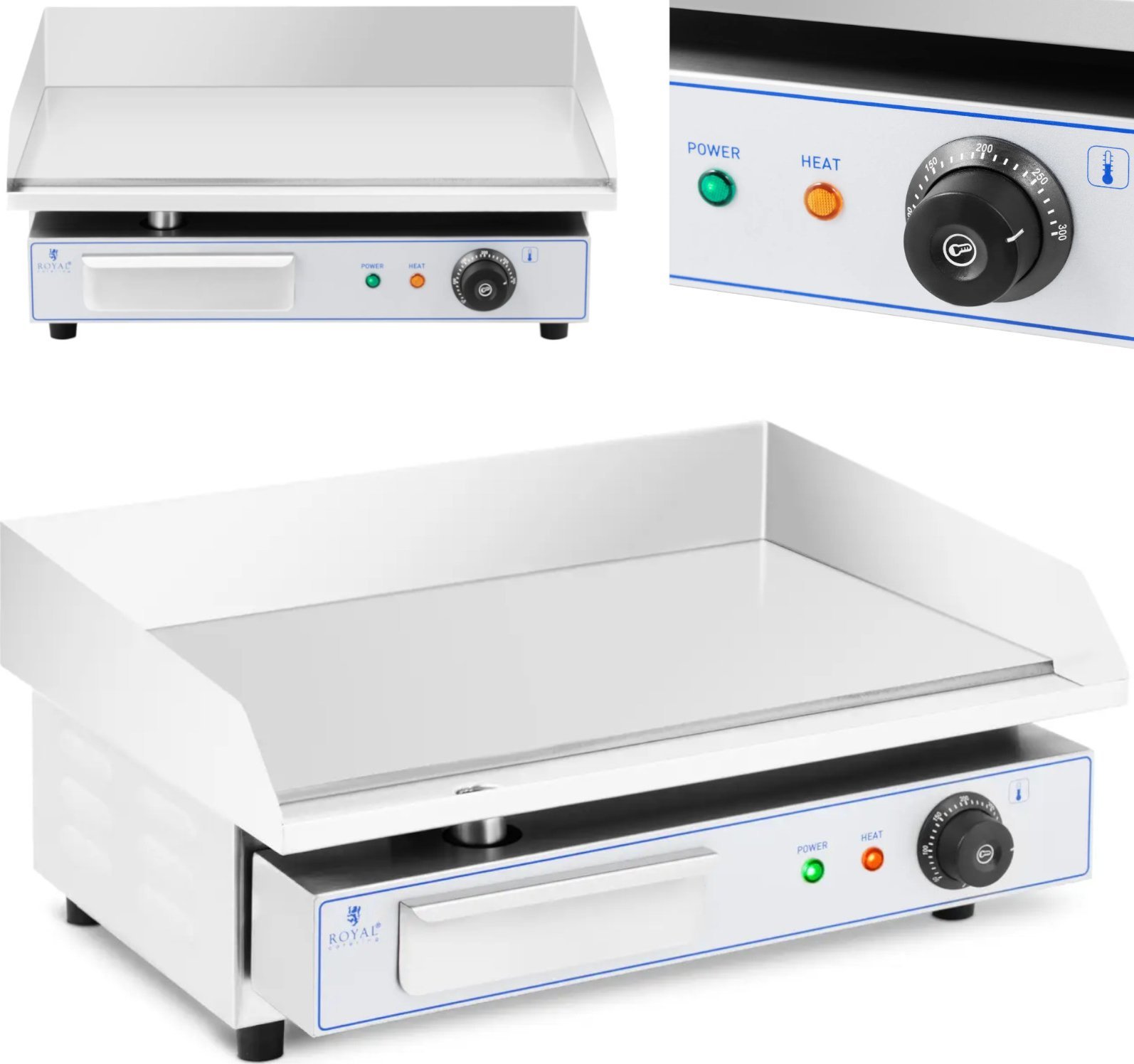 Royal Catering Grill elektryczny płyta grillowa gładka 550 x 400 mm 3000 W Grill elektryczny płyta grillowa gładka 550 x 400 mm 3000 W