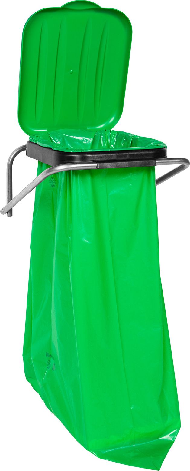 GSG Uchwyt ścienny wiszący do segregacji śmieci zielony - worki 120L