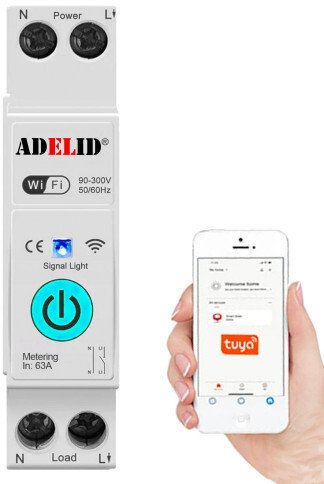 Jednofazowy licznik energii Adelid 16A Wifi Tuya