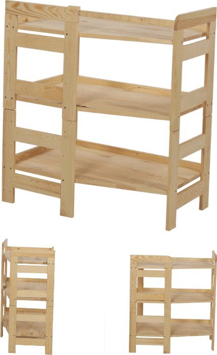 Wamar-Sosenka Regał Modułowy Wewnętrzny 82,4x72x44,8cm 3 Półki BERDO Surowy Drewno sosnowe Naturalny RR2_NW1X072_0_N0_F1 / Wamar-Sosenka