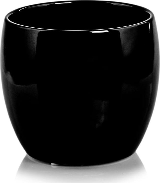 Polnix Ceramiczna osłonka na doniczkę kula czarna 15cm