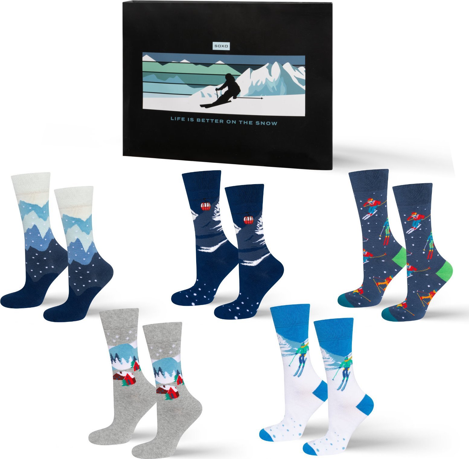 Soxo Zestaw 5x Skarpetki męskie damskie narciarstwo idealna na prezent 3540