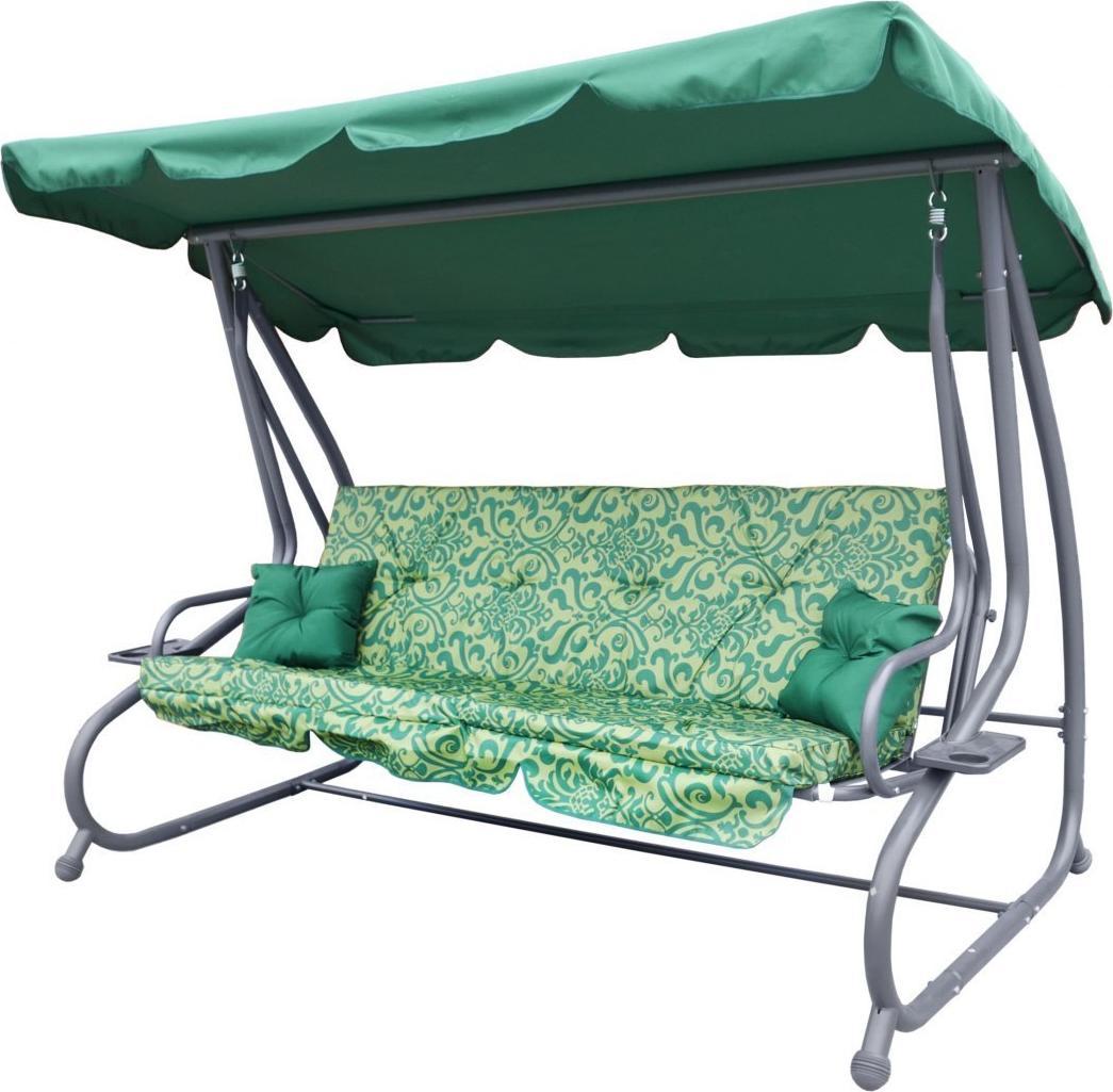 DWM HUŚTAWKA OGRODOWA SIEDZISKO TEXTYLINA 2X1 WZÓR ZIELONA