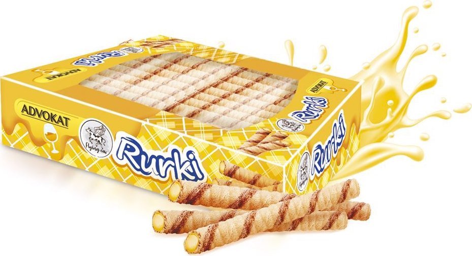 Flying Cow Rurki waflowe z nadzieniem o smaku advokatu 450 g