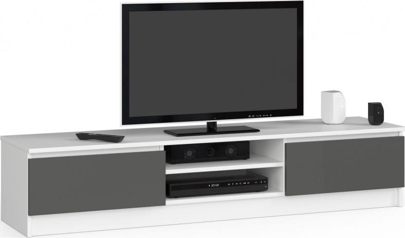 Fabryka Mebli Akord Szafka RTV 160 cm pod telewizor - biała-grafit szary