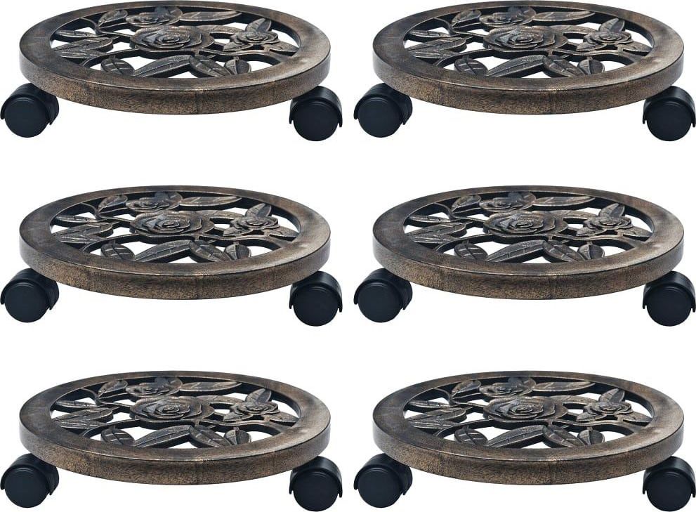 Elior Zestaw brązowych kwietników na kółkach - Nivis 3X