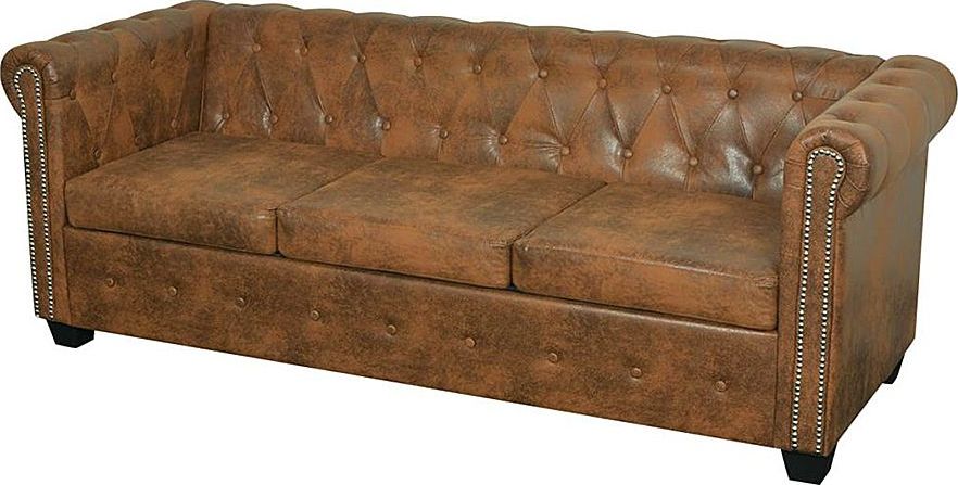 Elior 3-osobowa brązowa sofa w stylu Chesterfield - Charlotte 3Q
