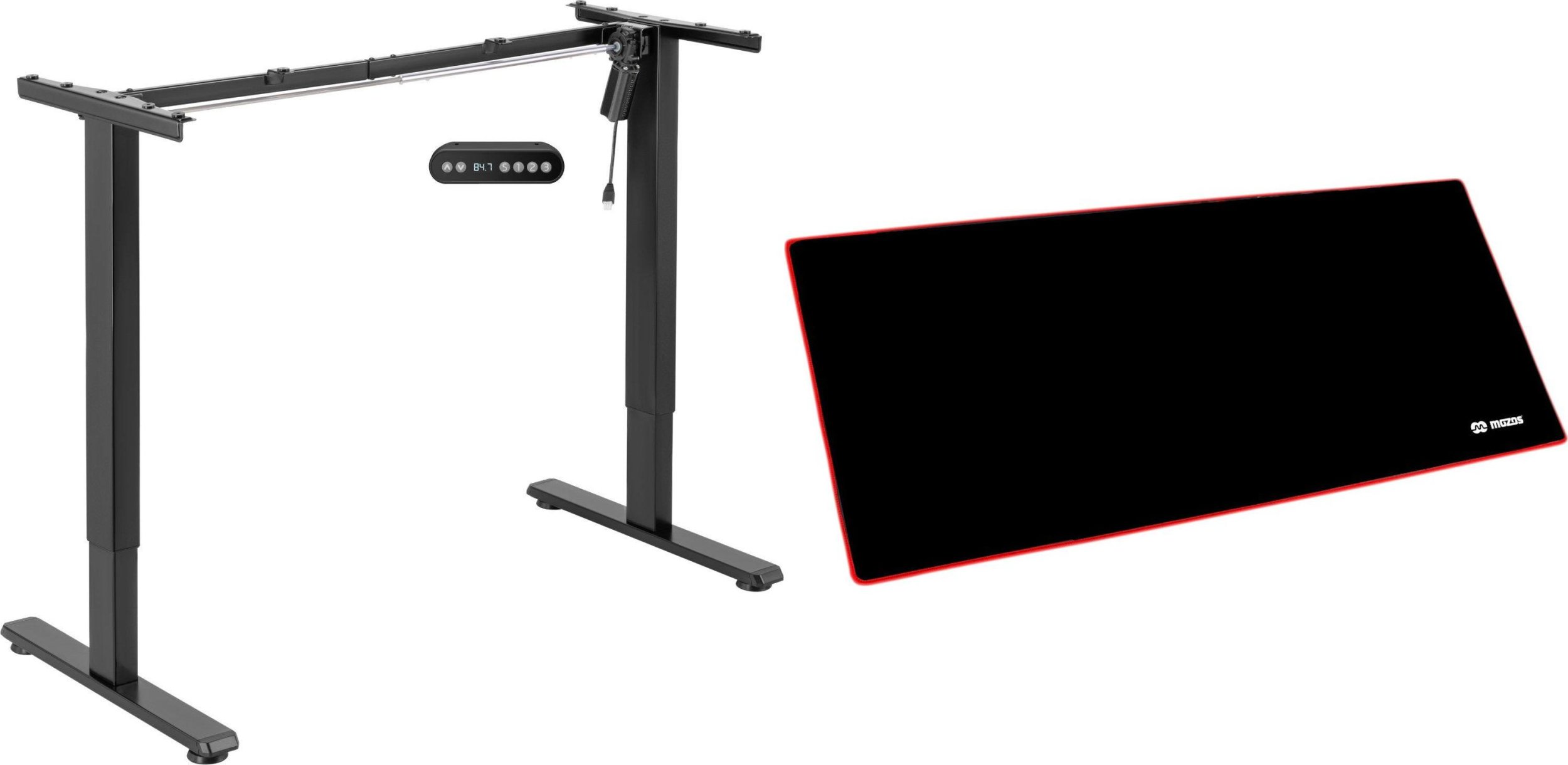 Mozos Mozos Stelaż do biurka czarny z elektryczną regulacją wysokości EDF-PRO-BK + Podkładka PM-GAME