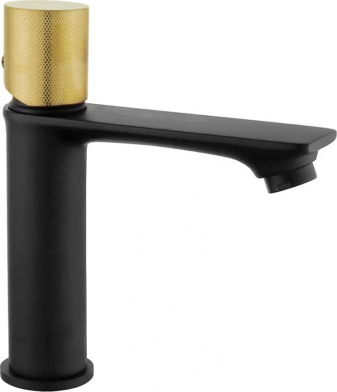 Bateria umywalkowa Mexen Royo One stojąca czarny mat + złoto