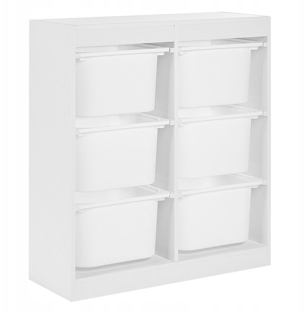 Beliani Regał z 6 pojemnikami biały TOBIN