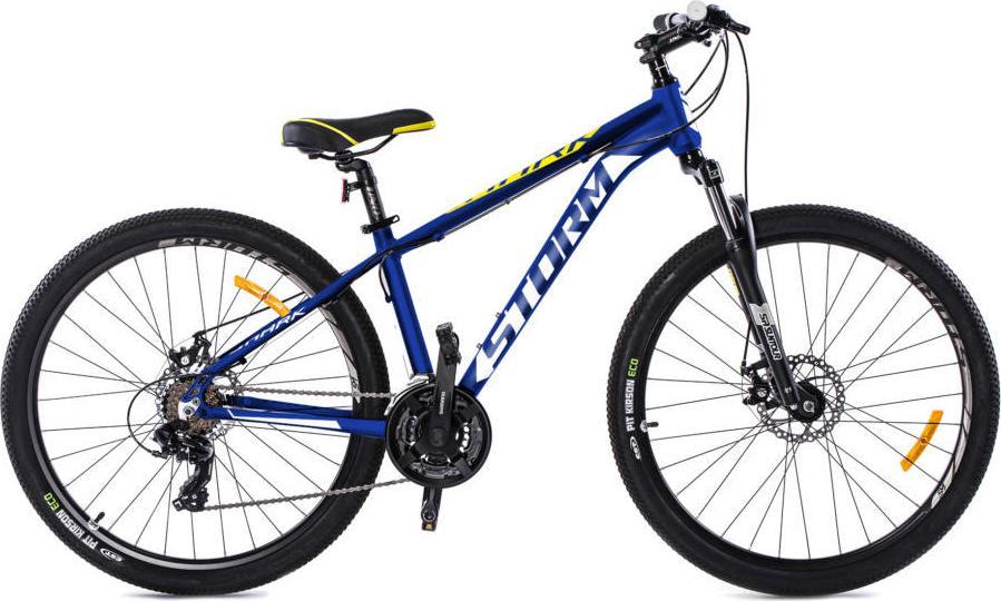 Storm Rower Storm MTB 27,5" SHARK 1.0 2 x hamulec mechaniczny, niebieski-biały-limonka 15"