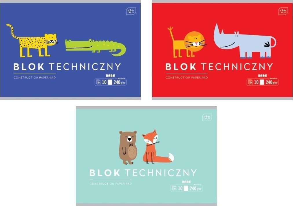 Blok techniczny A4/10K 240g BEBE Kids mix (10szt)