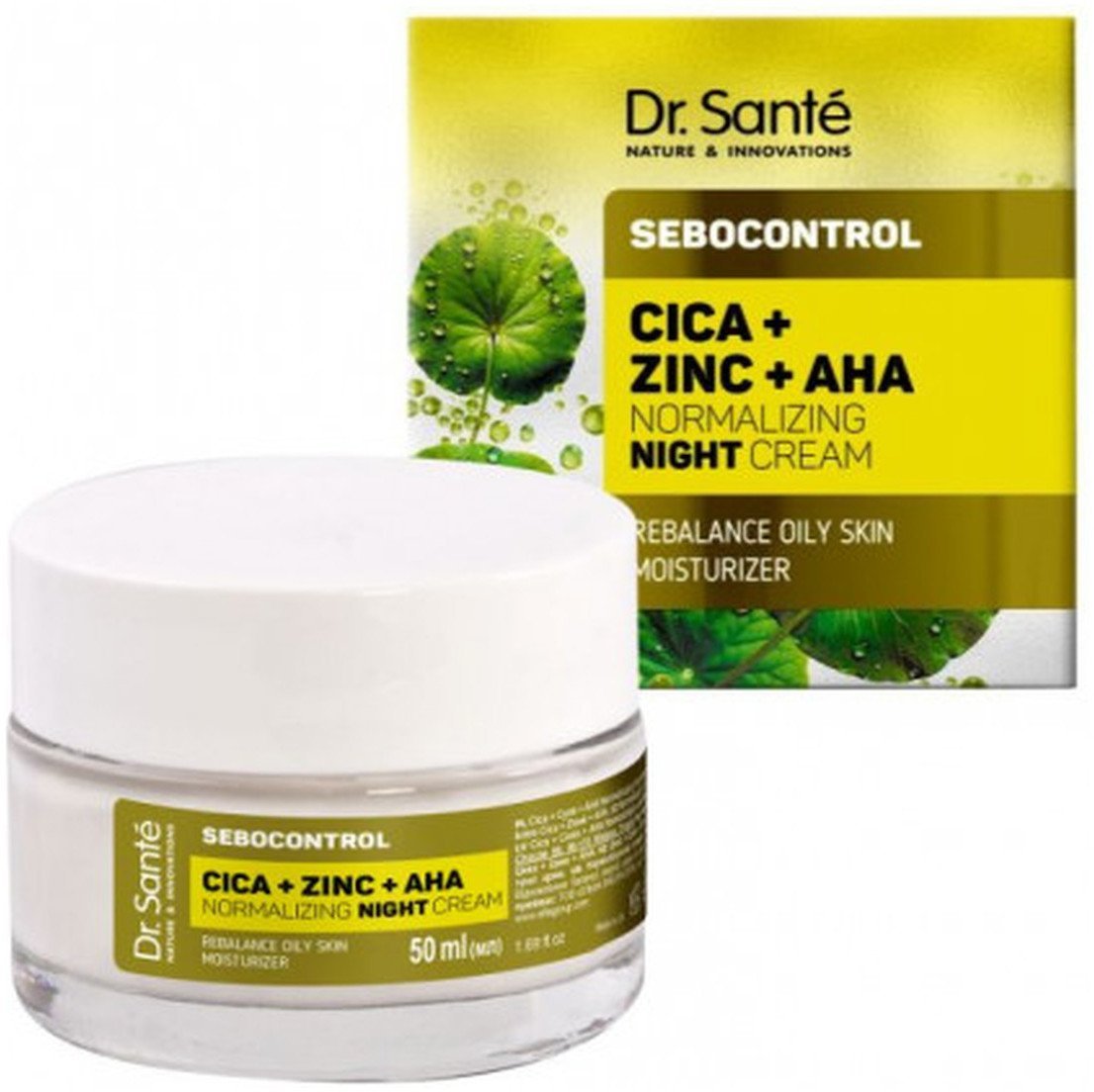Dr. Sante Sebocontrol Cica + Zinc + AHA Normalizujący Krem Regulujący Pracę Gruczołów Łojowych Na Noc 50ml