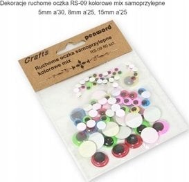 Polsirhurt Dekoracje Ruchome oczka RS-09 5mm, 8mm, 15mm samoprzylepne kolorowe mix 80 sztuk