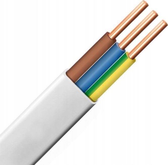 Przewód Śląsk Przewód YDYp 3x1,5mm2 płaski instalacyjny 450/750V biały odwijany z bębna 172152001S0500