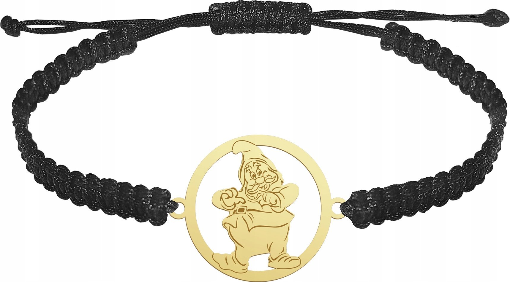 MEJK Jewellery Bransoletka Złota Krasnal Makrama Prezent Dziecko Srebro 925 GRAWER GRATIS