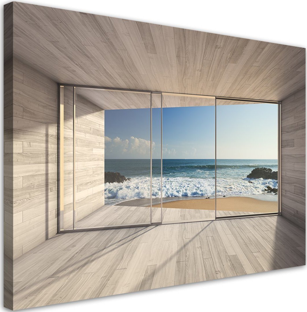 Feeby Obraz na płótnie, Widok na morze z okna - 120x80