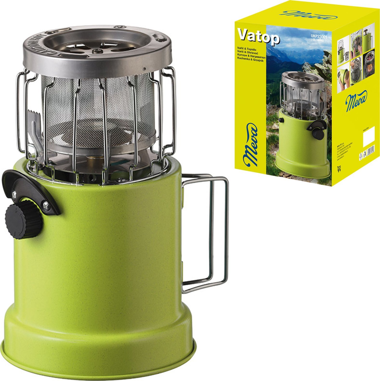 Meva 2w1 Kuchenka turystyczna z grzejnikiem na kartusze gazowe MEVA VATOP 2w1 Kuchenka turystyczna z grzejnikiem na kartusze gazowe MEVA VATOP