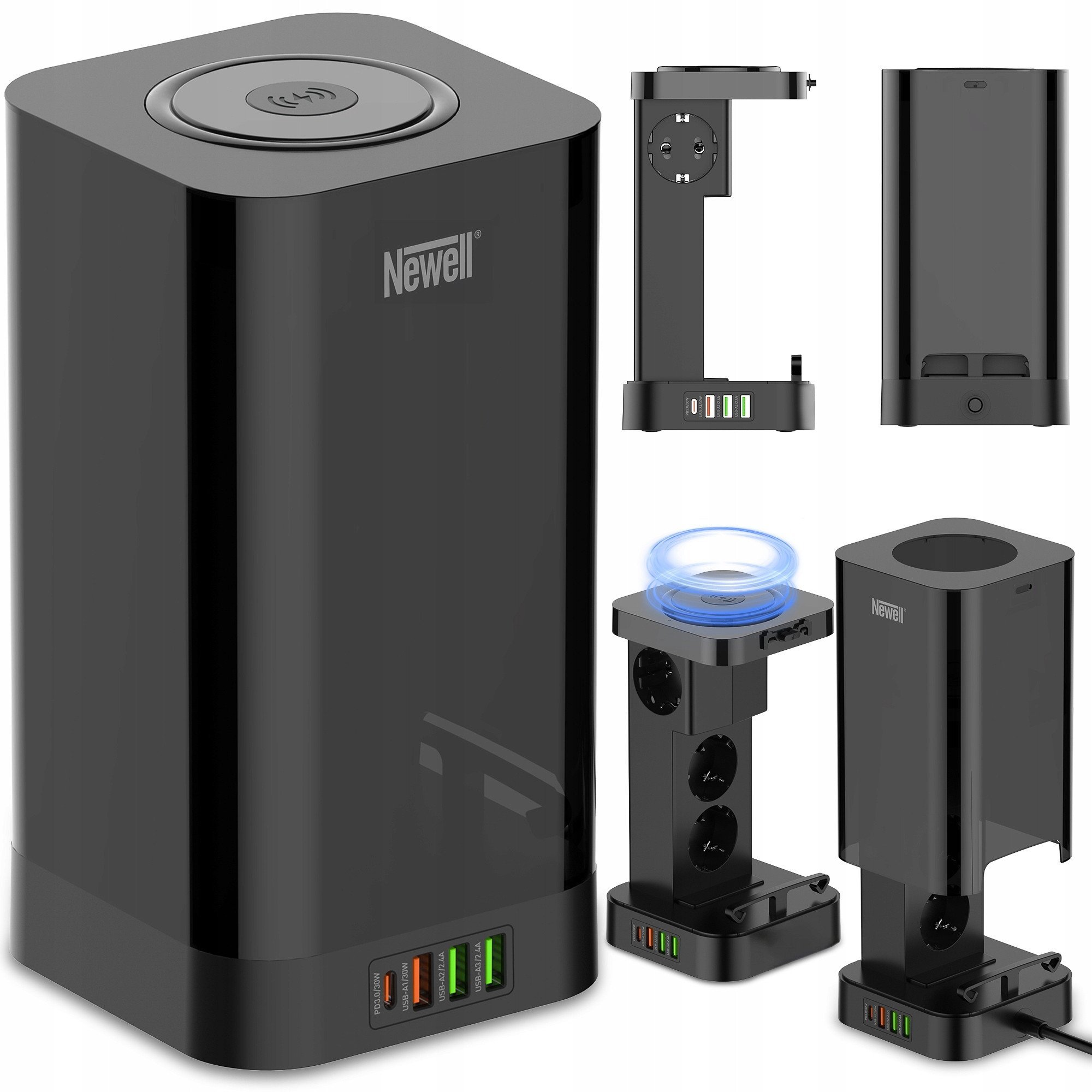 Stacja zasilająca Newell GaN Power Cube 8w1 z ładowarką indukcyjną