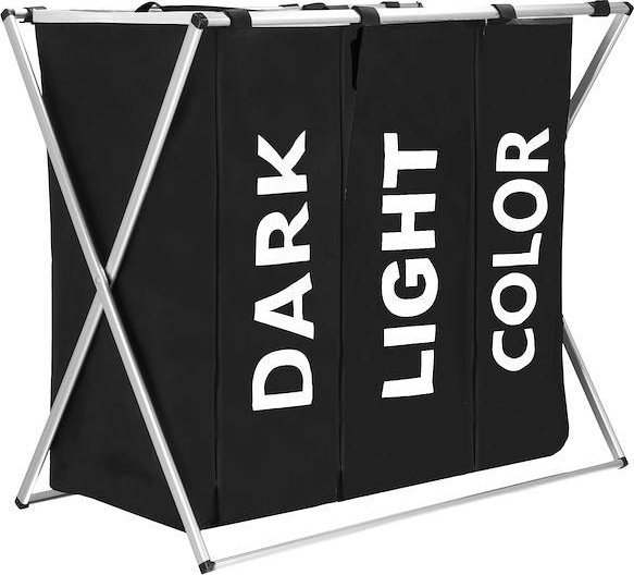 Kosz na pranie Springos Kosz na pranie z trzema komorami 146 L składany pojemnik czarny UNIWERSALNY