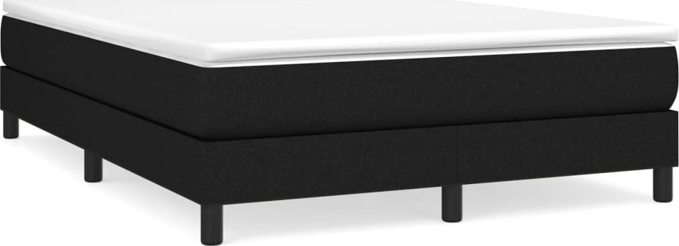 Łóżko Kontynentalne Z Materacem, Czarne, Tkanina 160X200 Cm