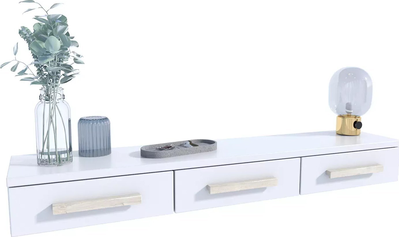 Elior Biała półka wisząca z szufladami - Siris