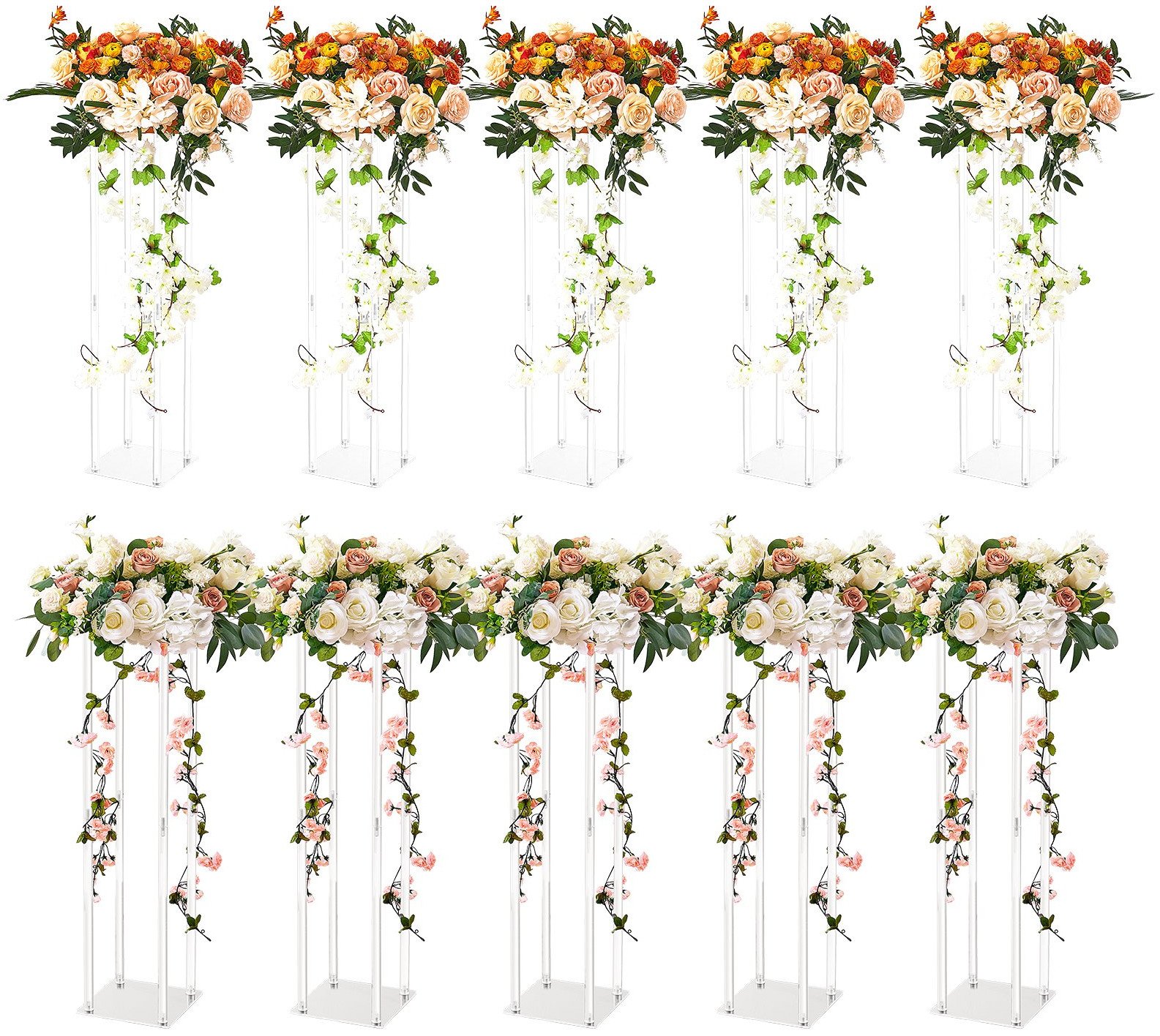 Stojak weselny na salę biały ślub wesele kwietnik kwiaty 10 sztuk 60 cm