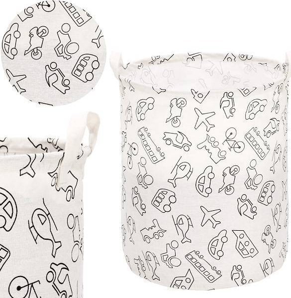 Springos Kosz do przechowywania zabawek i ubrań pojemnik z uszami biało-czarny pojazdy UNIWERSALNY