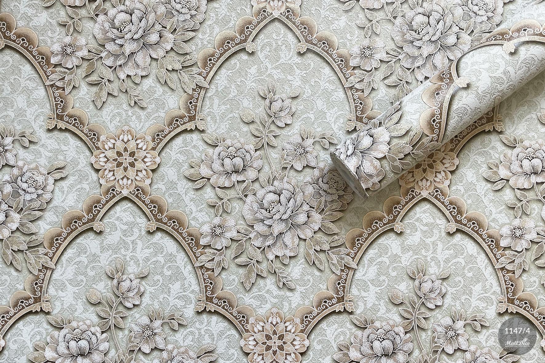 MallDeco TAPETA WINYLOWA MODEL SANTINI DCOR, OLIWKOWO-ZŁOTA ART.1147 / 4